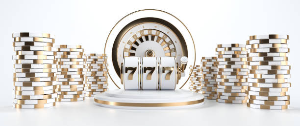 現代の白と黄金のギャンブルの背景 - 3dイラストレーション - pedestal gold podium capital ストックフォトと画像