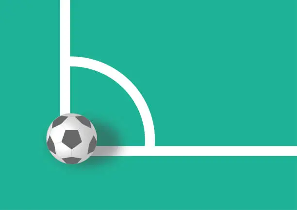 Vector illustration of Soccer ball in the corner