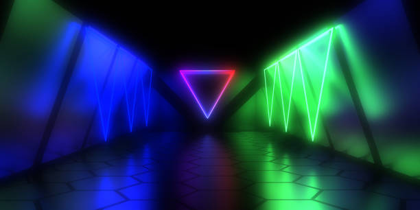 istock 3D abstract background with neon lights. neon tunnel  .space construction . .3d illustration 1402138737