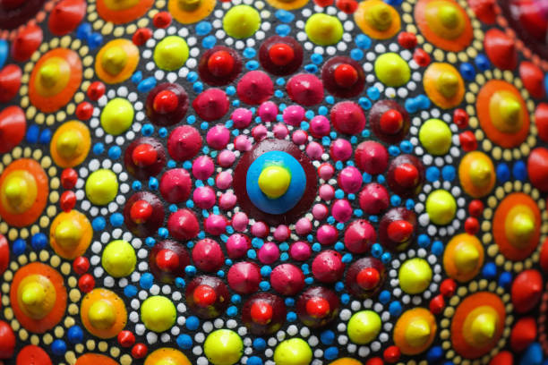 istock Beautiful colorful hand painted dot mandala 1402140120
