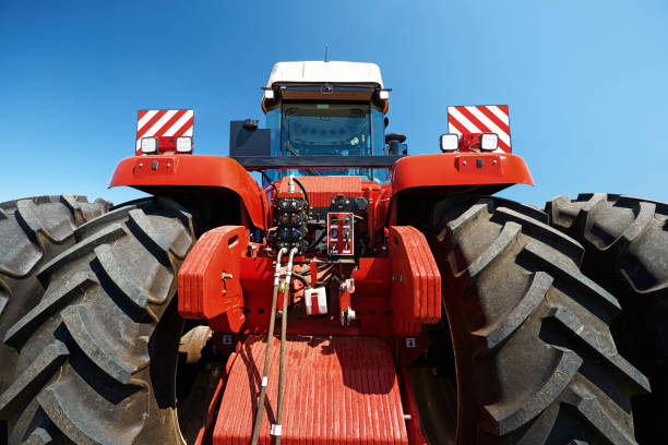istock Rear view of a large modern tractor. 1402140484