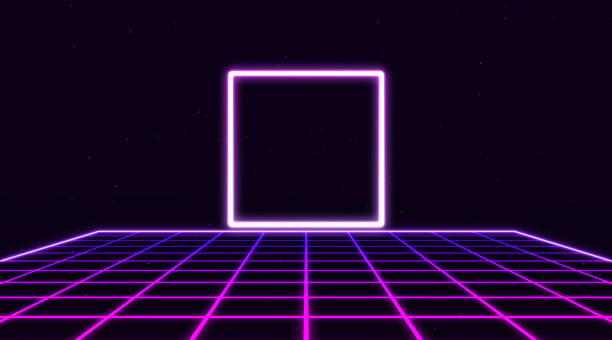 istock Retro Sci-Fi Background Futuristic Grid landscape of the 80s 1402141156