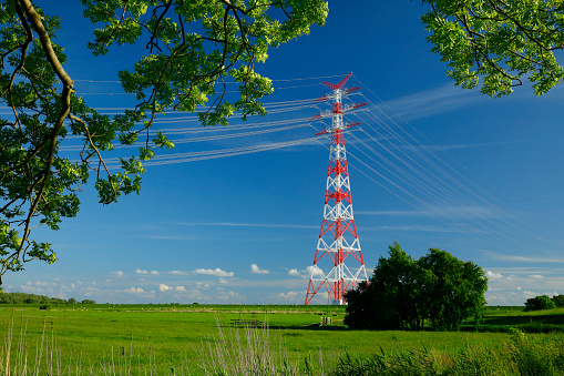 Europe's tallest electricity pylons close to Hamburg, Germany