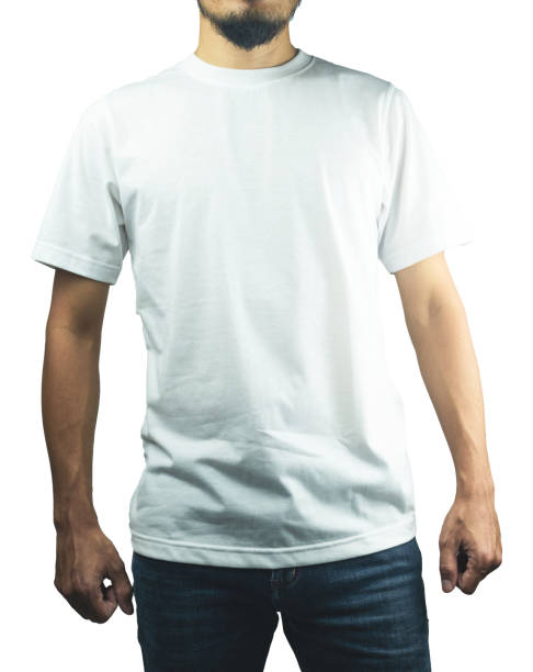 istock man in blank  t-shirt design mockup white background 1402143424