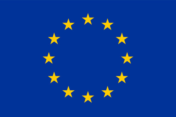 플래깅 유럽 연합 - european union flag stock illustrations