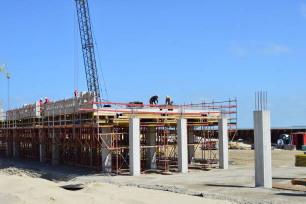 follow-up: costruzione di un nuovo molo a blankenberge - bridge incomplete construction building activity foto e immagini stock