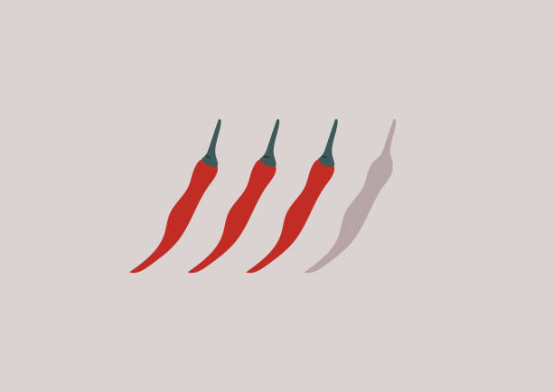 острый уровень пищи, обозначенный кайенским перцем чили - information medium illustrations stock illustrations