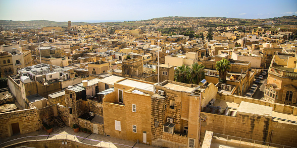 Panorama of Victoria or Rabat on Gozo island, Malta.