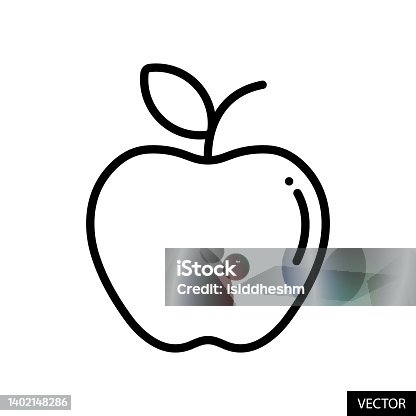 istock Apple fruit vector icon in line style design for website design, app, UI, isolated on white background. Editable stroke. EPS 10 vector illustration. 1402148286