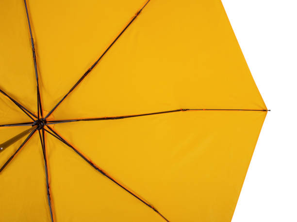 yellow umbrella isolated - new media imagens e fotografias de stock