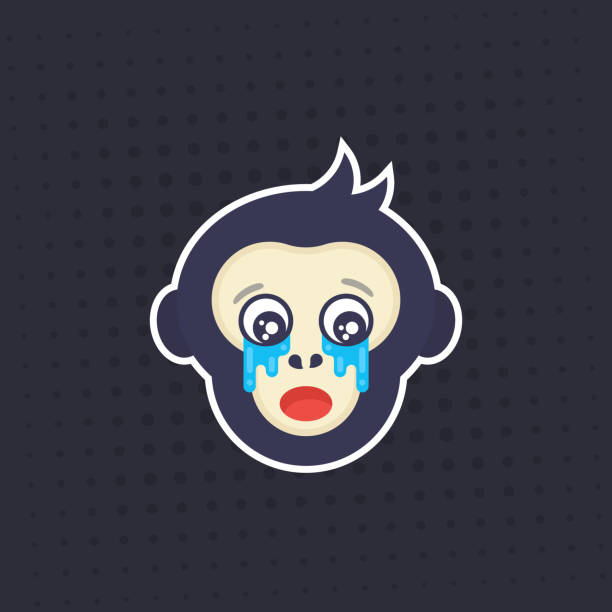 ape, crying monkey vector sticker, print