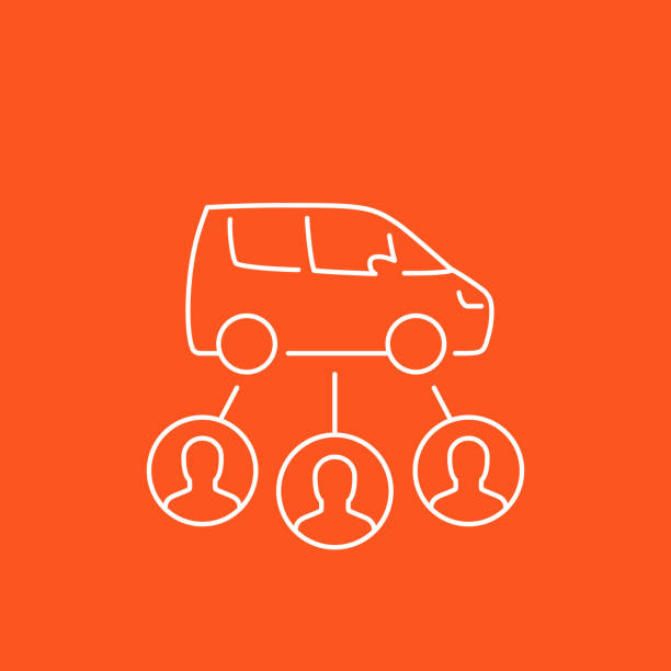 carsharing service vector, mono line style icon carsharing service vector, mono line style icon uber driver stock illustrations