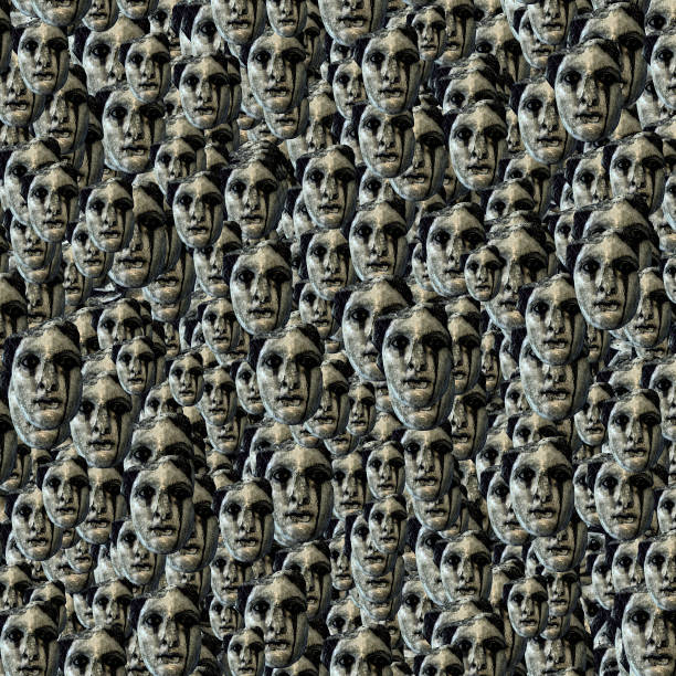 istock Creepy Head Woman Motif Pattern 1402158478