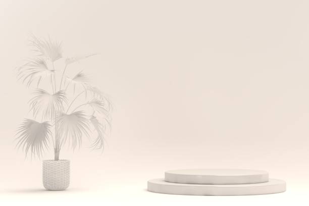 istock Empty stand for product presentation with potted plant 1402166371