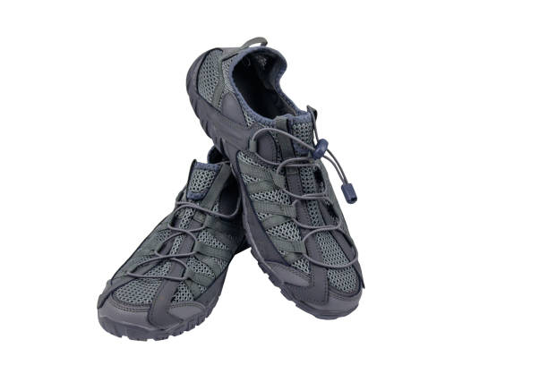 istock Gray male mesh sneakers isolated on white background 1402168205