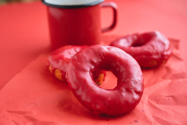 Donut isolated on a white plate in white background