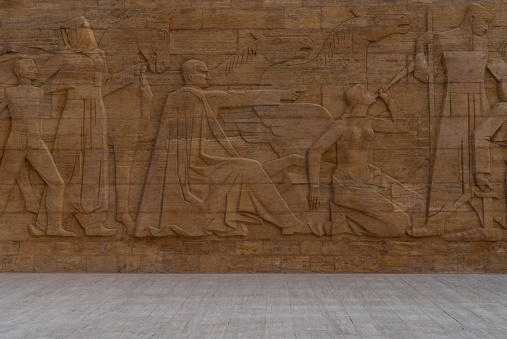 Ankara Turkey- May 18, 2022: detail of a fresco\n at the Ataturk Mausoleum in Ankara / Turkey