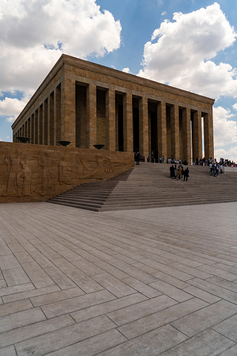Ankara, Turkey - May 18 2022: People visiting Anitkabir Mausoleum of Turkish leader Ataturk in his grave to convey love and respect.