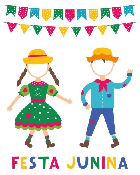 festa junina, vektor-fotoautomat party requisiten - cowboy cowboy hat hat summer stock-grafiken, -clipart, -cartoons und -symbole