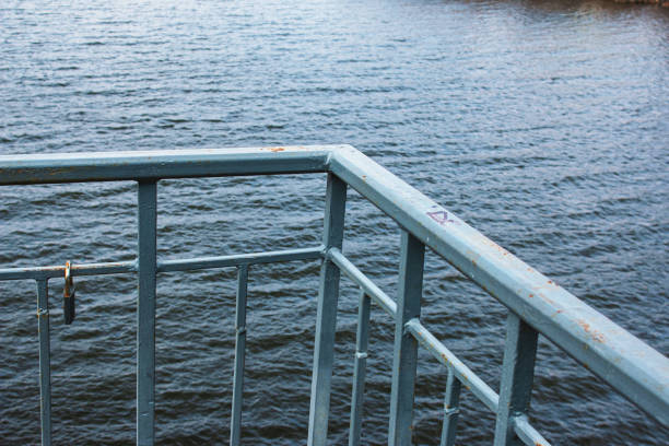 Structural elements of the old pedestrian bridge built in the USSR across the Dnieper River.