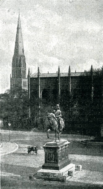 istock Statue of William II next to church, Netherlands 1402192276