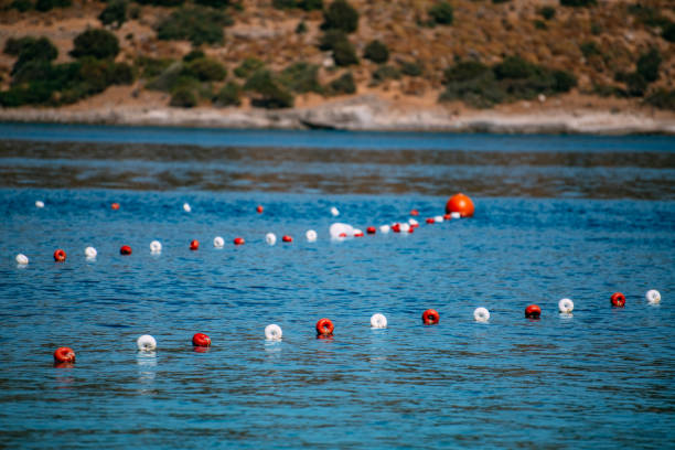 Buoys Marking Swimming Limits on the Beach