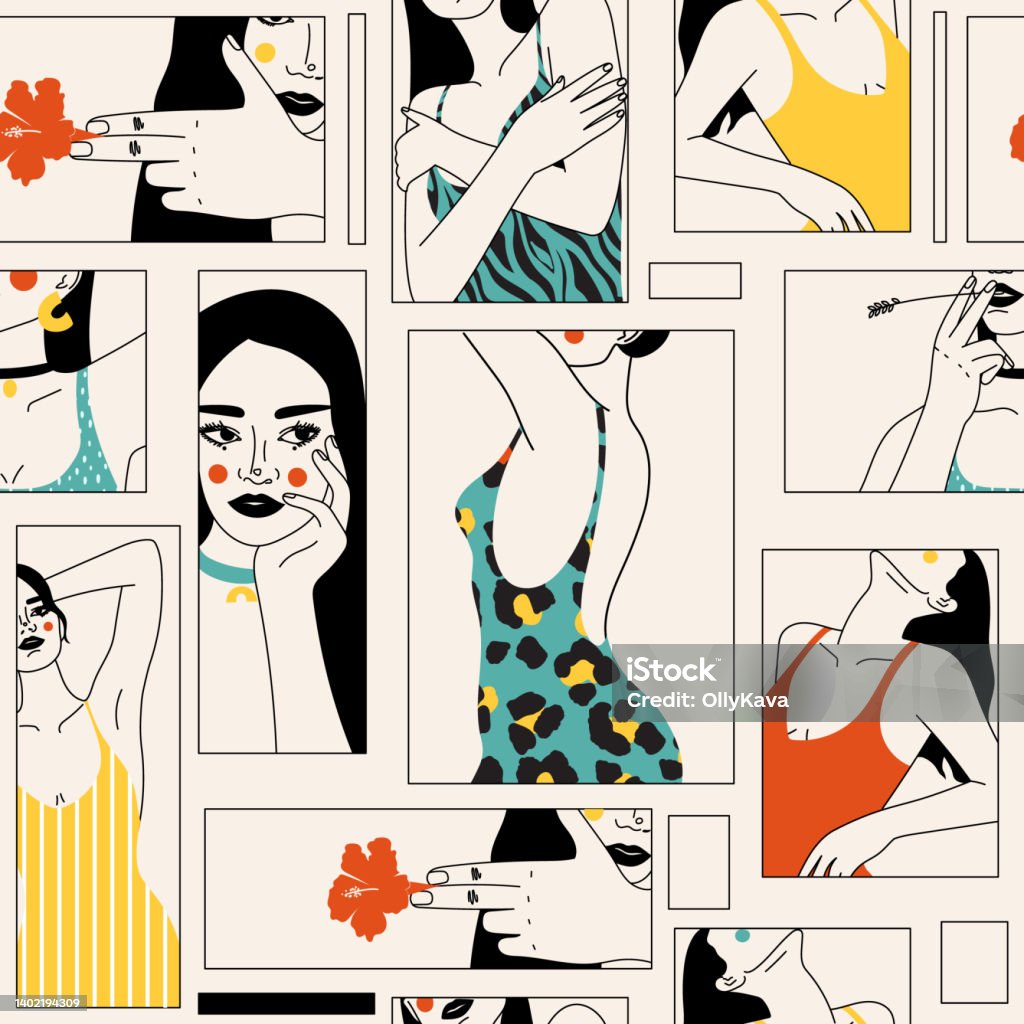 Femme Seamless Pattern Stock Illustration - Download Image Now