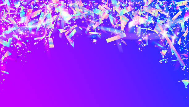istock Neon Effect. Party Element. Shiny Festival Serpentine. Digital Art. Holographic Confetti. Iridescent Glare. Glamour Foil. Pink Metal Glitter. Violet Neon Effect 1402196205