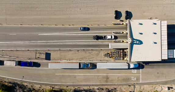 Aerial shot of the California Agricultural Inspection Station in Blythe, California.