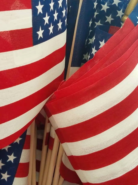 istock Group Of Small American Flags 1402198980