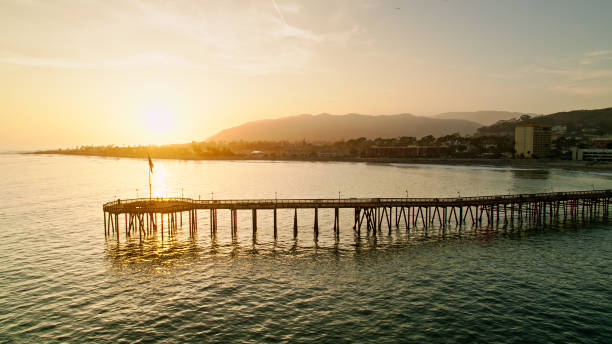 istock Sun Setting Behind Ventura Pier - Drone Shot 1402199660