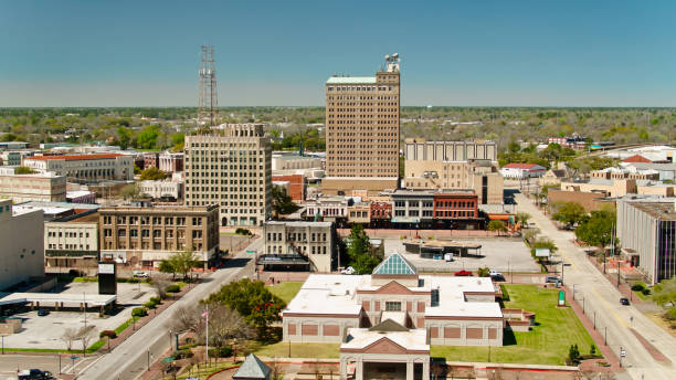 Aerial Shot of Downtown Beaumont, Texas Aerial shot of Beaumont, Texas on a clear sunny afternoon beaumont tx stock pictures, royalty-free photos & images
