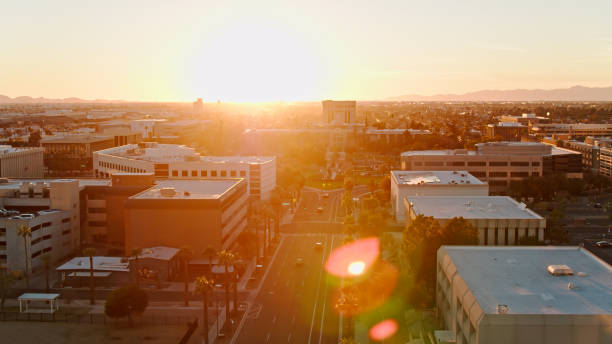 istock Sun Setting Behind Arizona State Capitol Complex - Aerial 1402208118