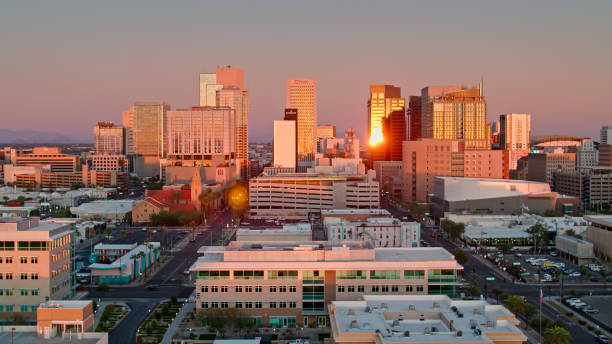 istock Sunset Drone Shot of Downtown Phoenix, AZ 1402208140