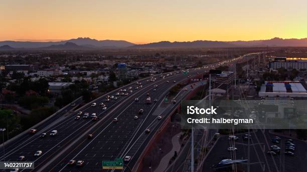 Morning Rush Hour On Loop 202 In Tempe Arizona Aerial Stock Photo - Download Image Now