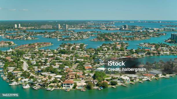 Aerial View Of Homes And Waterways In St Petersburg Florida Stock Photo - Download Image Now