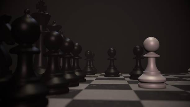 istock Chess figures on a dark background with smoke and fog. Selective focus 3d-rendering 1402212699
