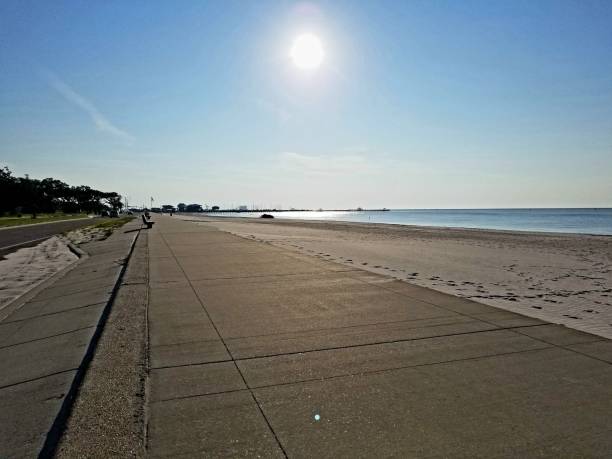 istock Morning walk along Gulfport beach waterfront 1402219131