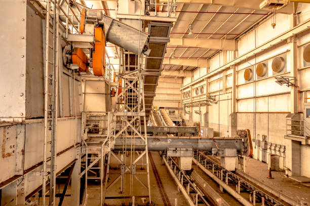 istock large conveyor belt for waste sorting and recycling plant. 1402221748