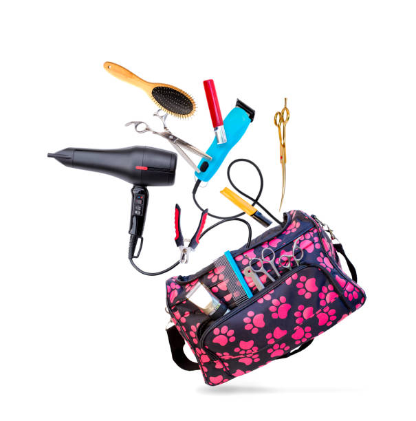 istock Grooming bag with levitating accessories isolated on white 1402228158