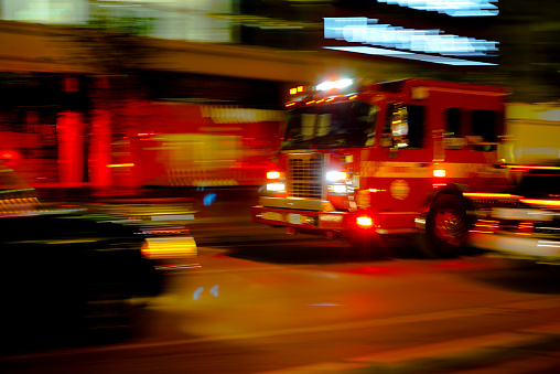 Fire truck in blurred motion