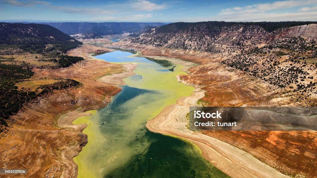 Great Meander River's Delta in Anatolia Çal, Denizli, Turkey Drought Stock Photo