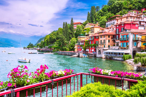 Varenna, Italy - Lake Como in Lombardy stock photo