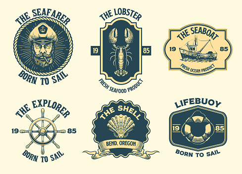 vector of Set of Nautical Vintage Badge