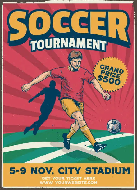 Vector illustration of Old Style Vintage Football Soccer Poster