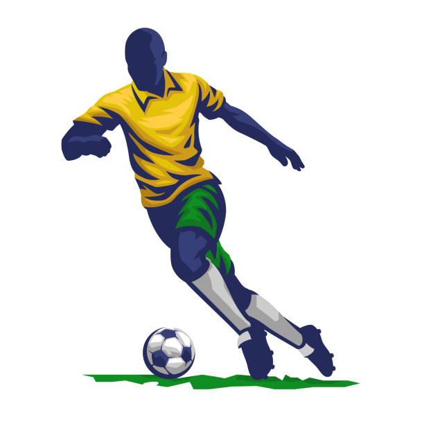 ilustraciones, imágenes clip art, dibujos animados e iconos de stock de futbolista jugando a la pelota - world cup