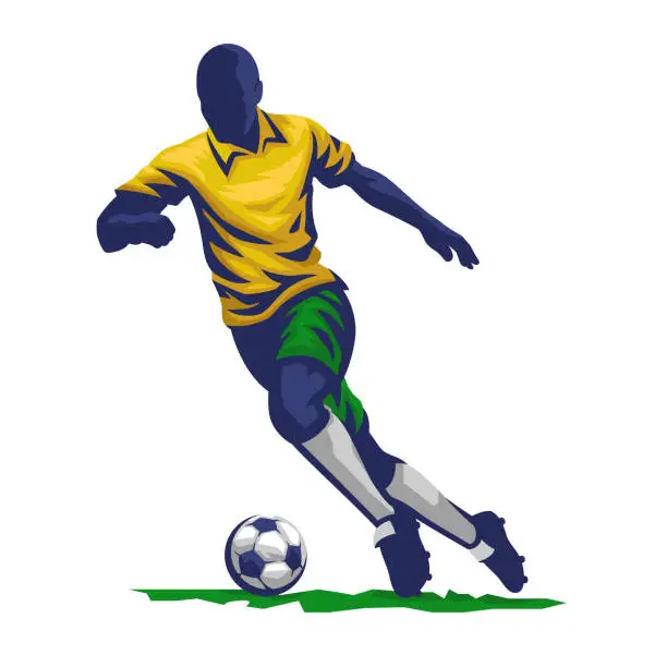 Vector illustration of Soccer Player playing the ball