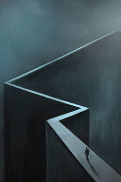 istock business man walks towards a path that takes him up to the sky 1402251174
