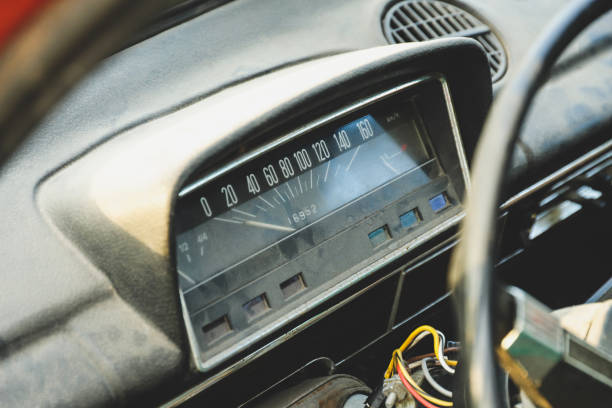 istock The dashboard in an old car close-up. Speedometer and gauges 1402252447