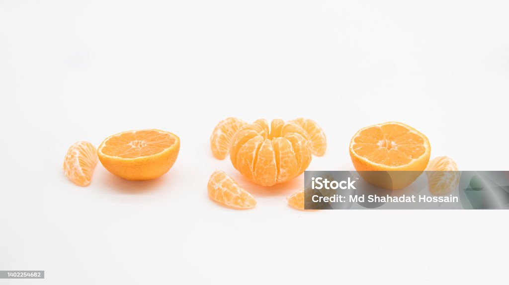 selective focus Tangerine or kamala isolated on white background, front view Bangladesh Stock Photo